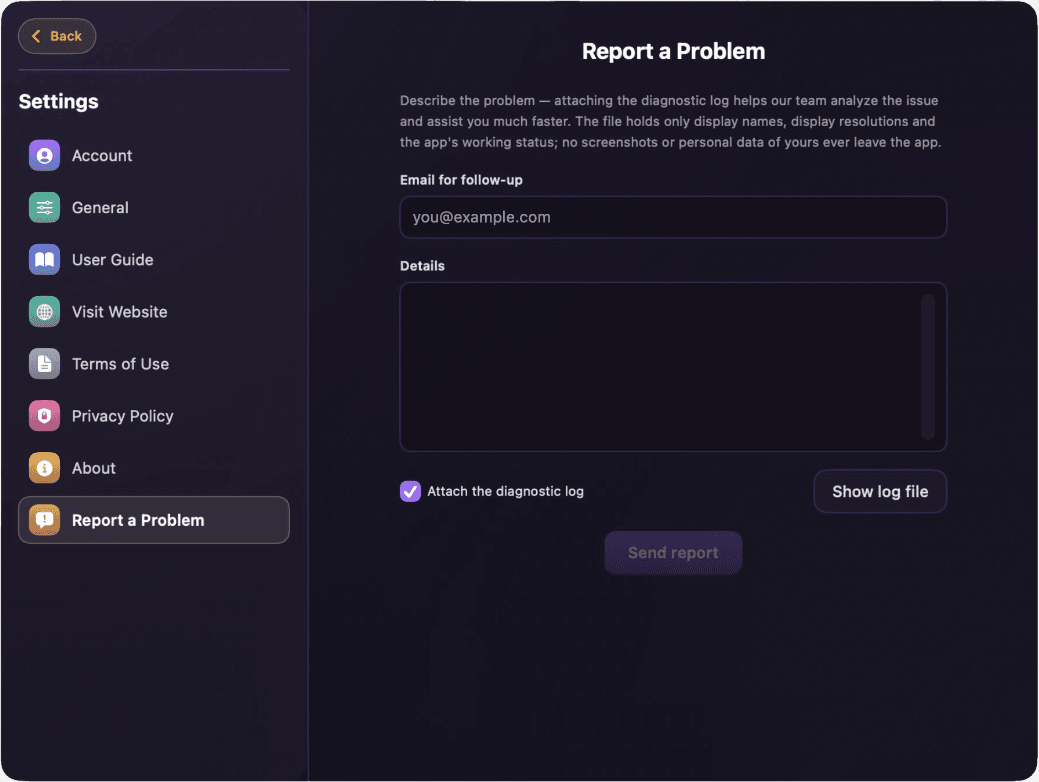 Reporting a problem