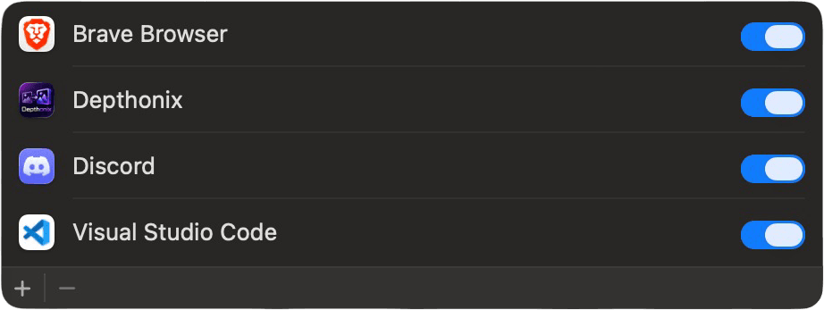 Depthonix now appears in the list, switched on. You're ready to convert.
